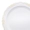 White with Gold Vintage Rim Round Disposable Plastic Dinner Plates - 10" (120 Plates)